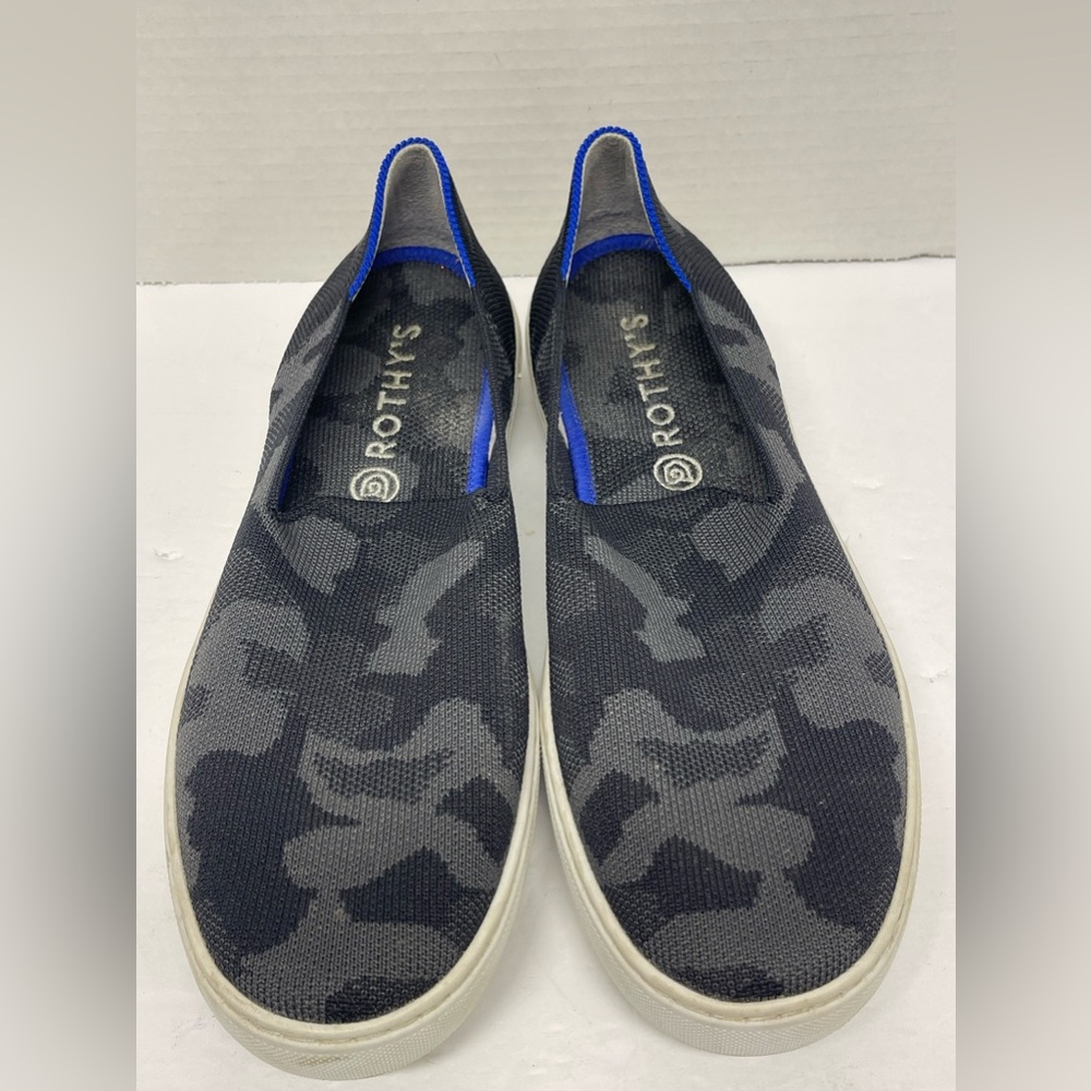 Rothy’s Slip On Boardwalk Women’s Size 9 Camo Black Gray Sneakers Shoes